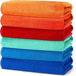 Cotton Multicolored Beach Towels - 6 Colors | Absorbent, Quick Drying, Oversized (34 x 64) Lightweight, Durable - Pool, Camping & Picnics