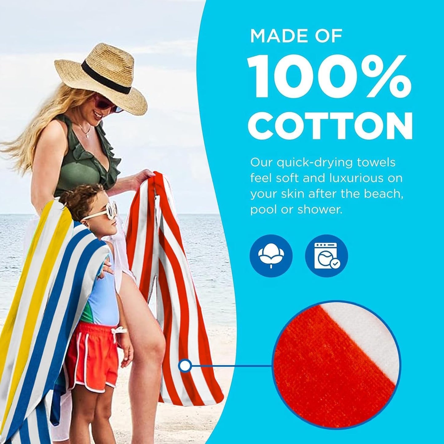 Custom Embroidered Beach Towel- Bulk