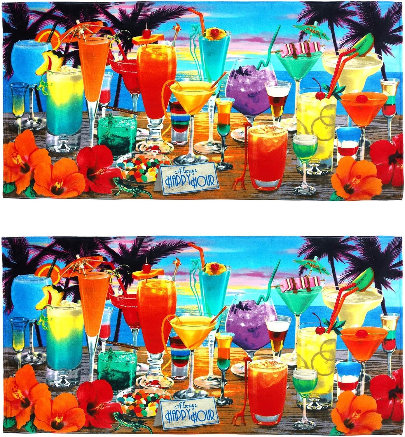 Printed Velour Beach Towels (2-Pack)