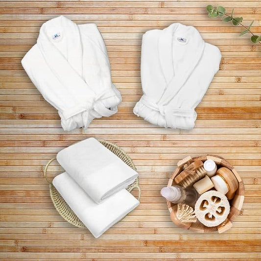 Couples Robe Set With Matching Towels (4-Piece)
