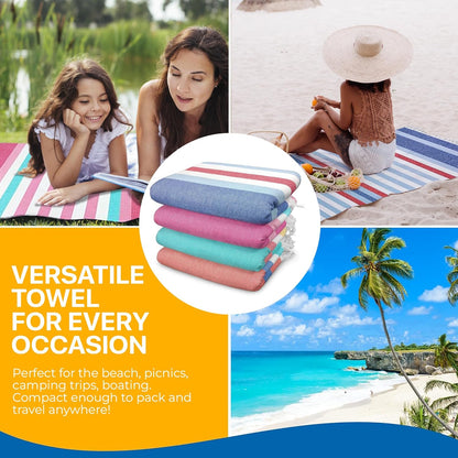 Sand-Free Fouta Beach Towels (4-Pack)