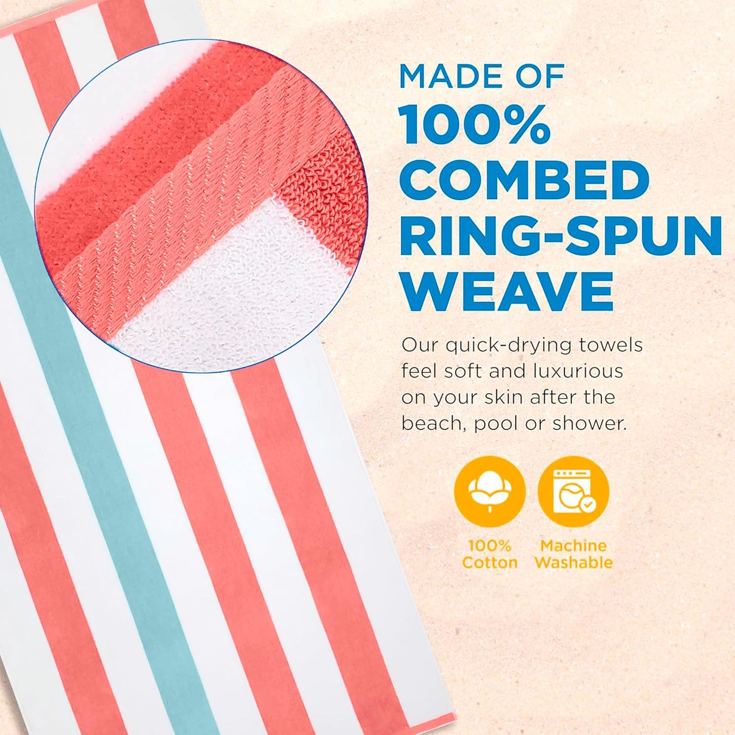 Velour Tonal Striped Beach Towels