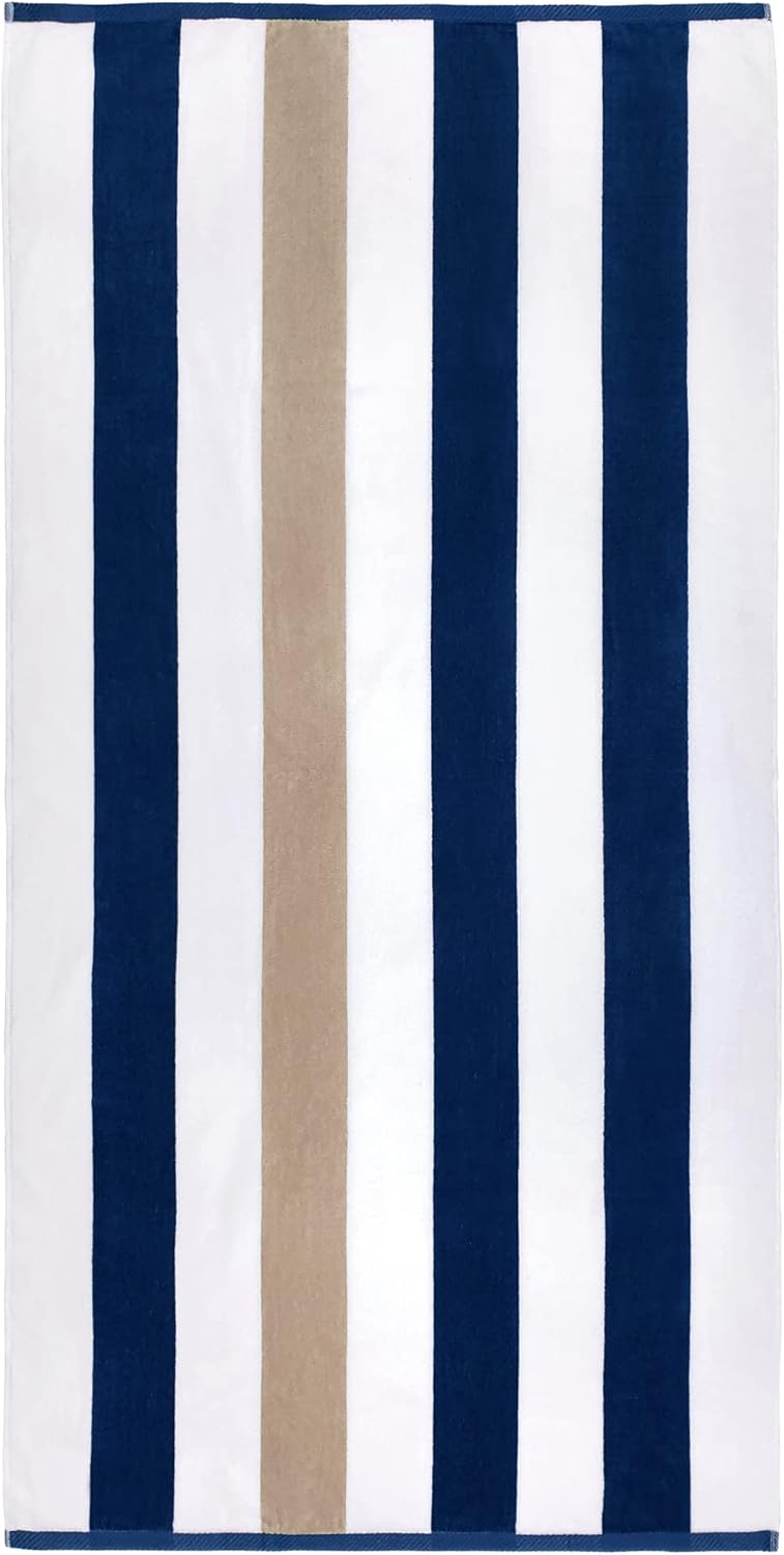 Velour Tonal Striped Beach Towels
