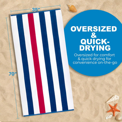 Velour Tonal Striped Beach Towels