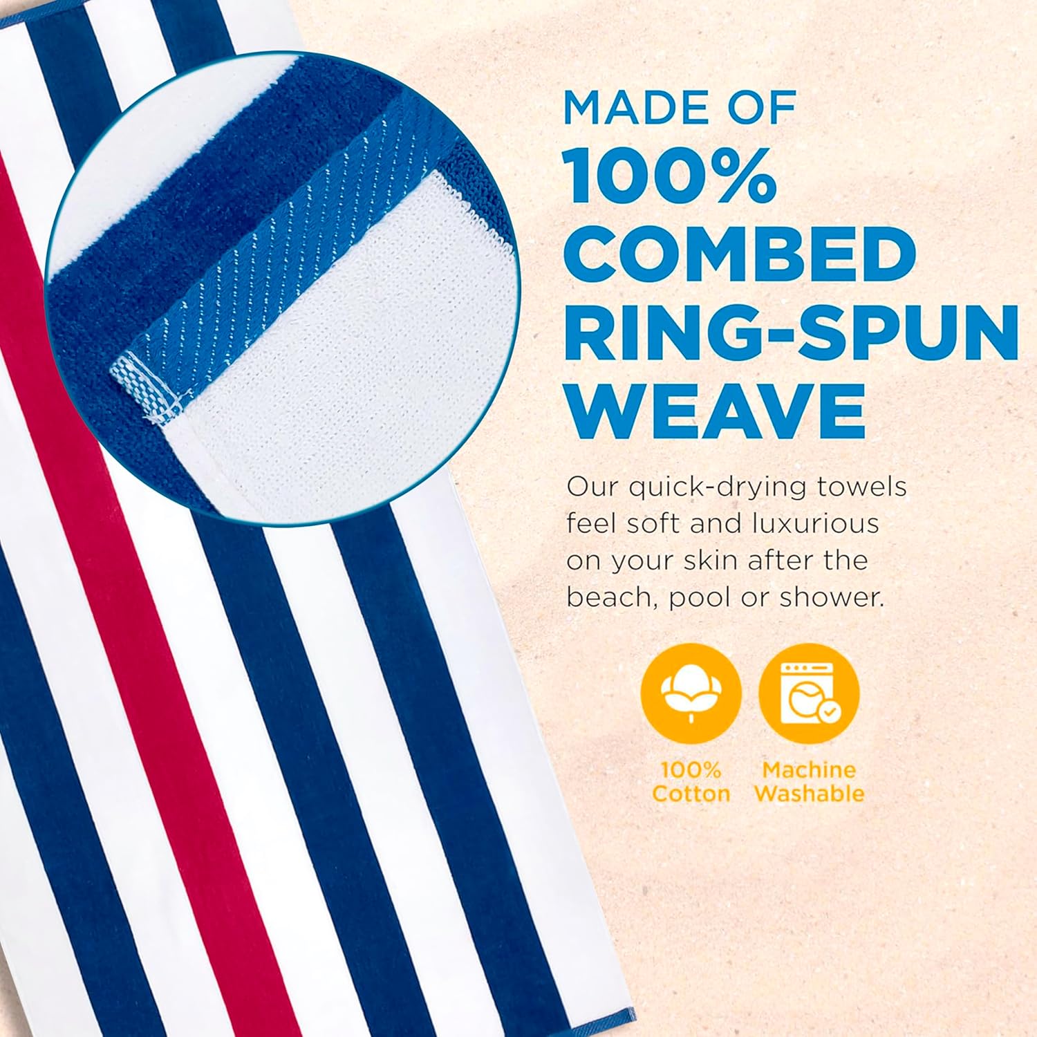 Velour Tonal Striped Beach Towels