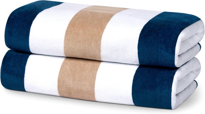 Velour Tonal Striped Beach Towels