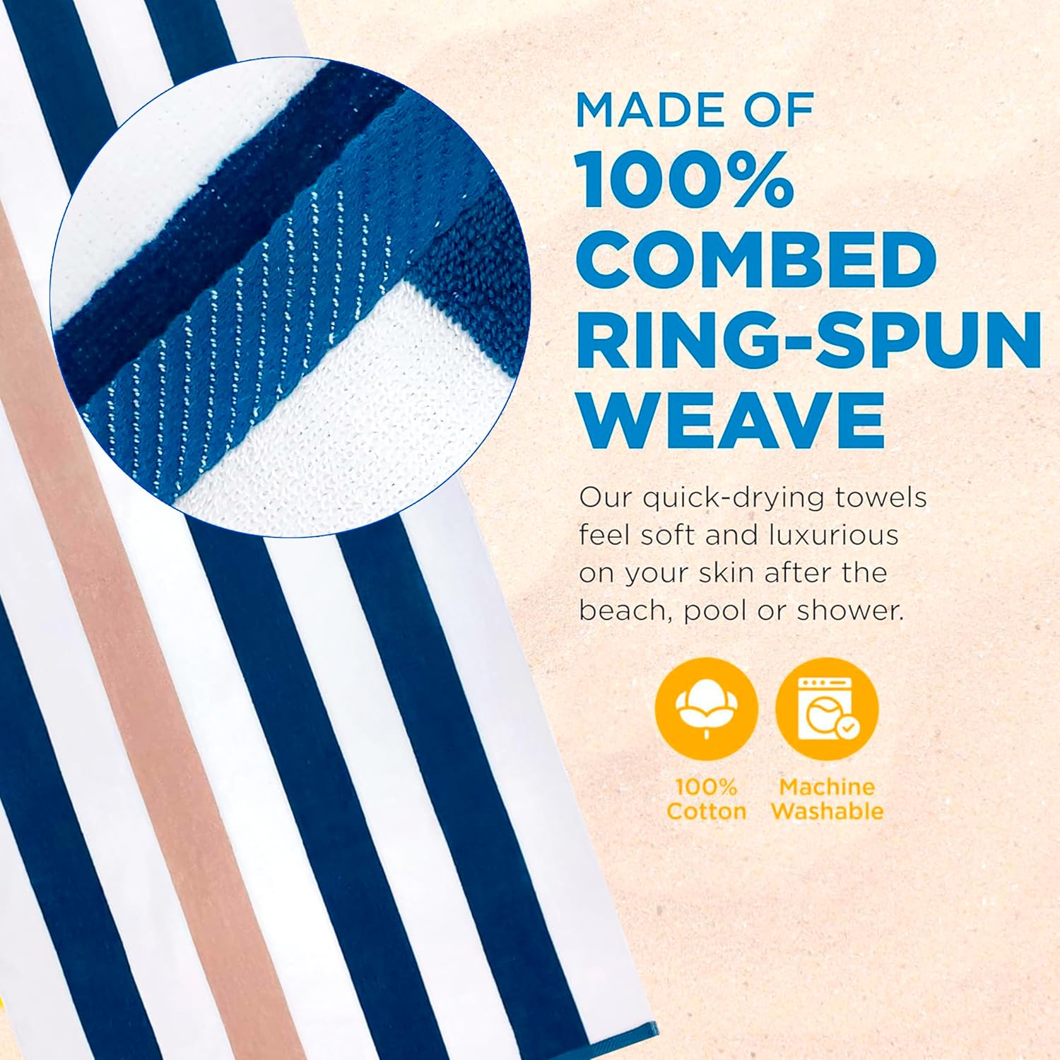 Velour Tonal Striped Beach Towels