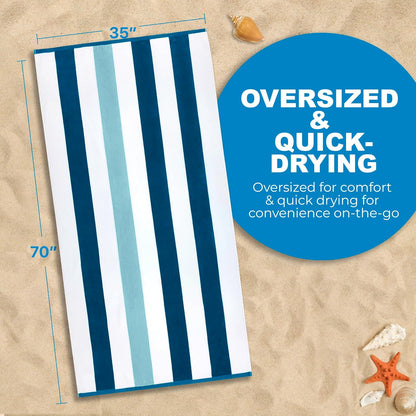Velour Tonal Striped Beach Towels