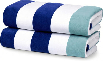Velour Tonal Striped Beach Towels