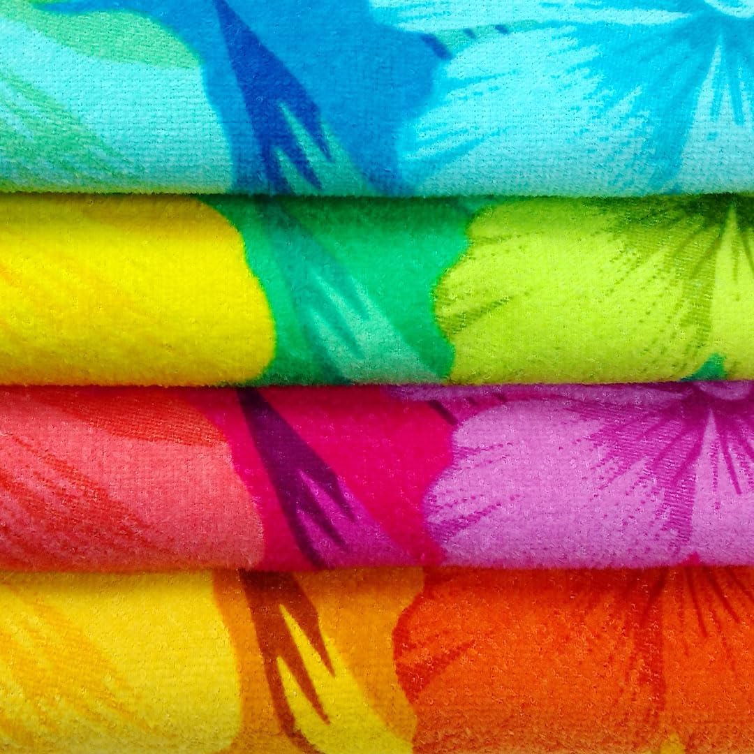 Colorful Hibiscus Printed Terry Beach Towels